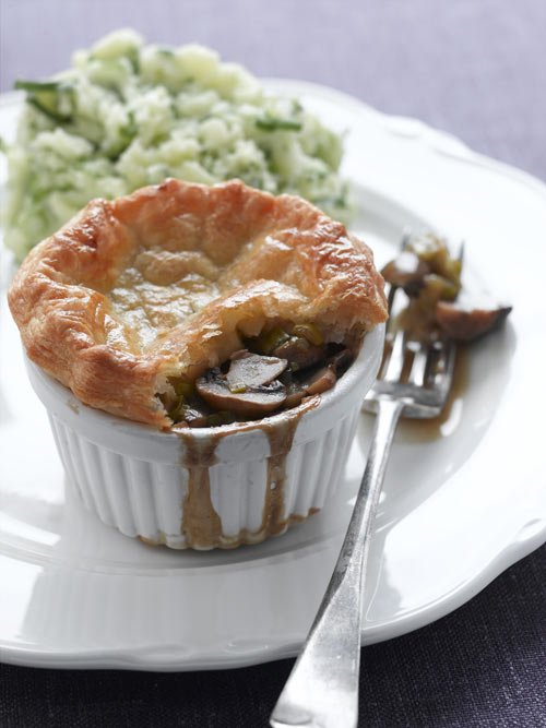 Ale and Mushroom Puff Pastry Pie with Champ - Vegetarian Society