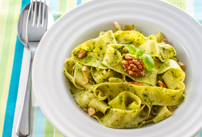 Tagliatelle in a Fresh Basil & Walnut Sauce