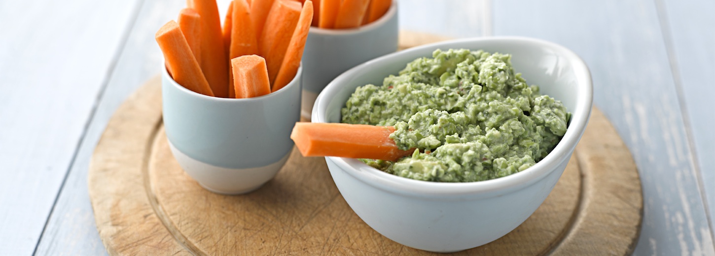 Edamame Dip with Carrot Sticks - Vegetarian Society
