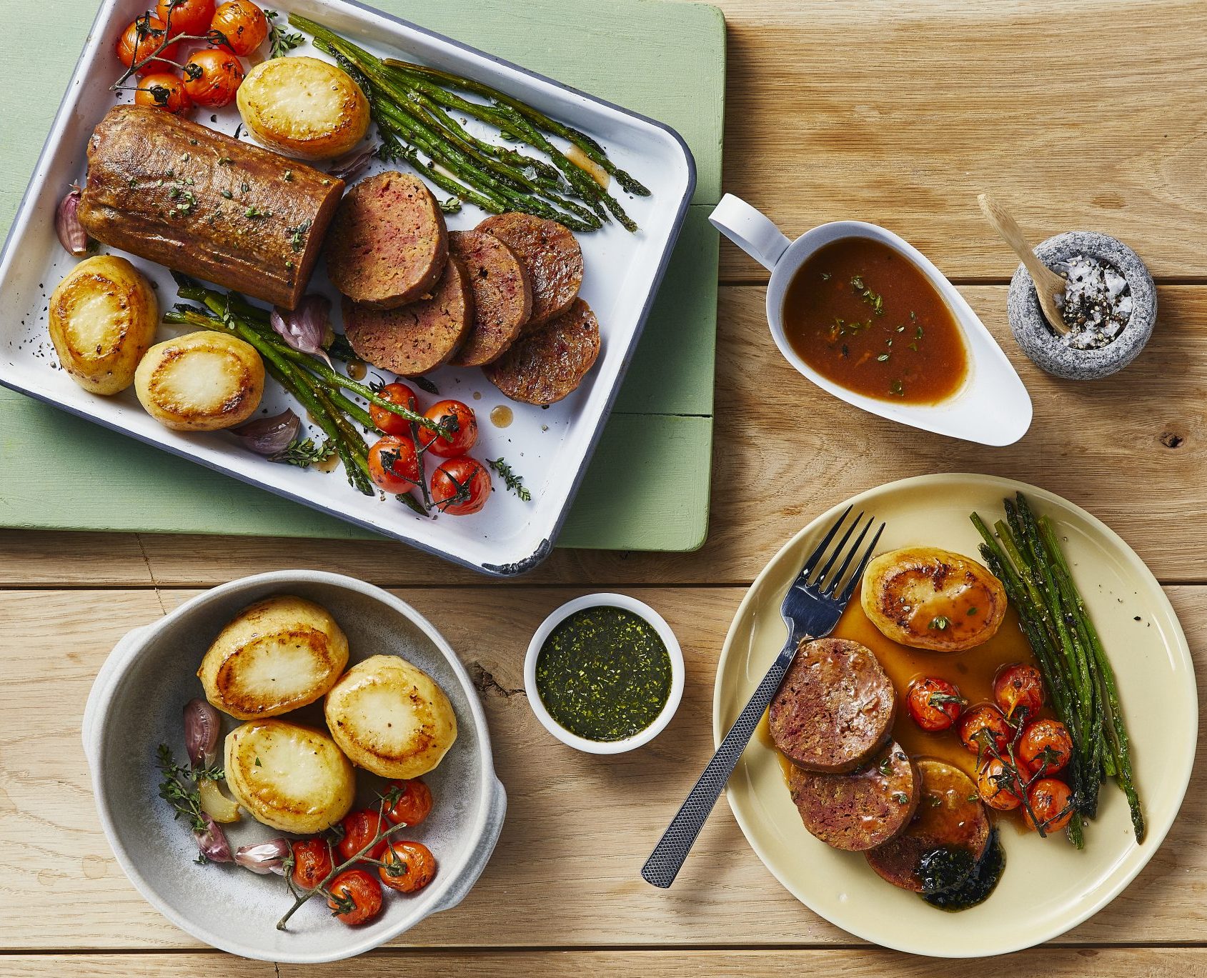 Seitan Roast with Fondant Potatoes and Lemon Thyme Gravy - Vegetarian Society