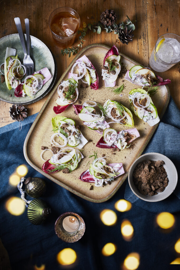 Pear and Chicory Bites with a Crispy Rye Crumb - Vegetarian Society