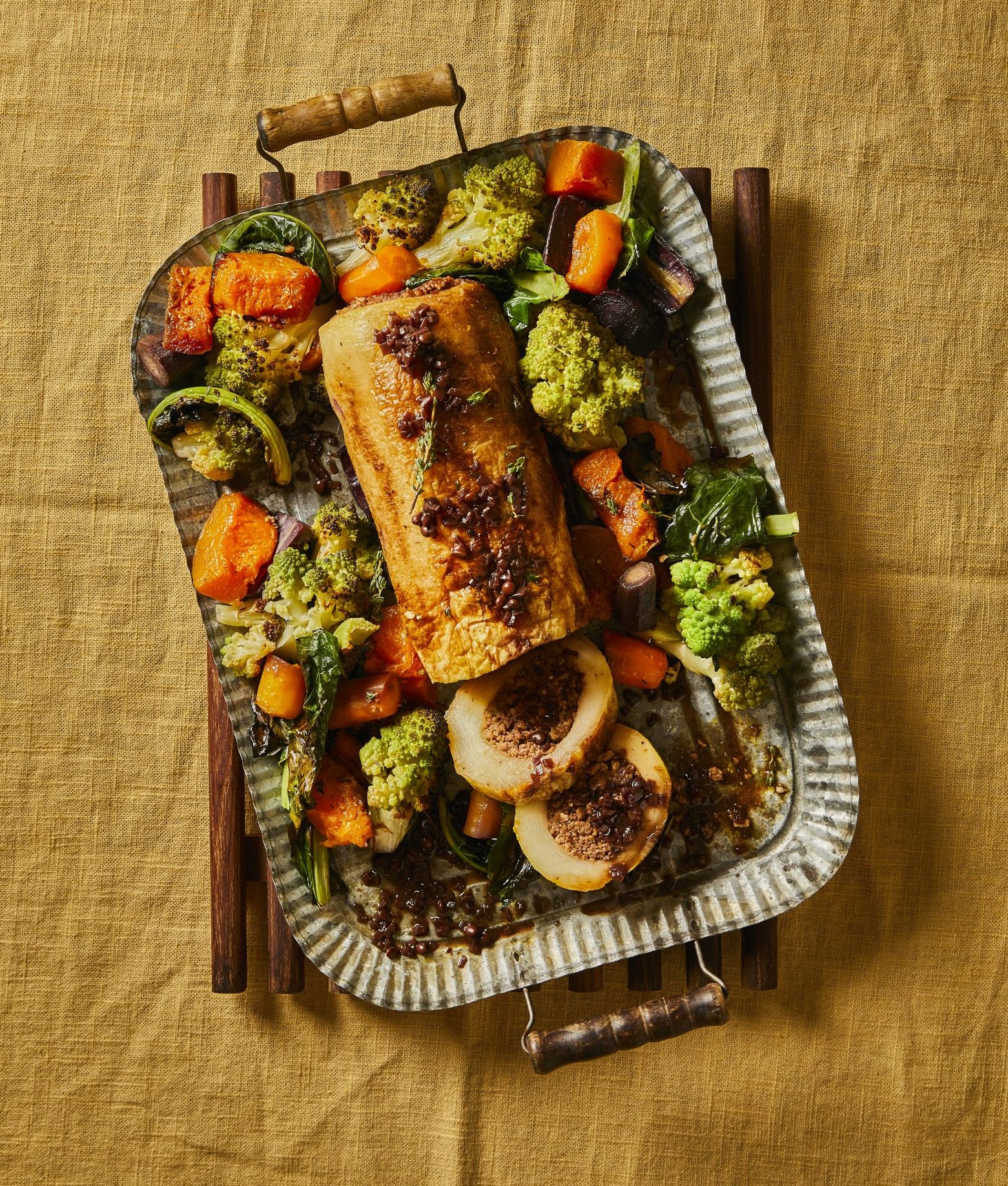 Stuffed Marrow with Red Wine and Lentil Gravy - Vegetarian Society