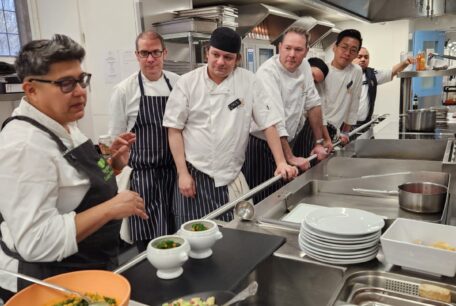 Maz,tutor, with chefs from University College Oxford