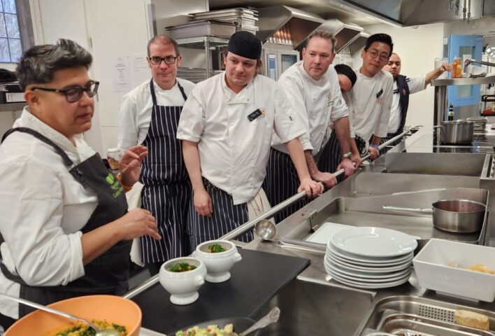 Maz,tutor, with chefs from University College Oxford