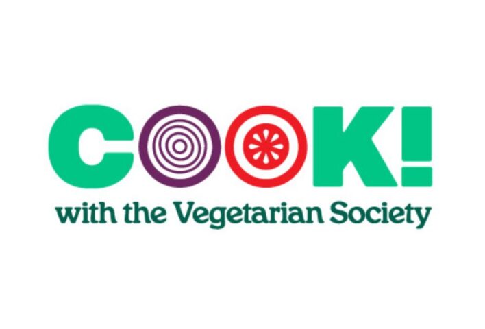 COOK! with the Vegetarian Society logo.