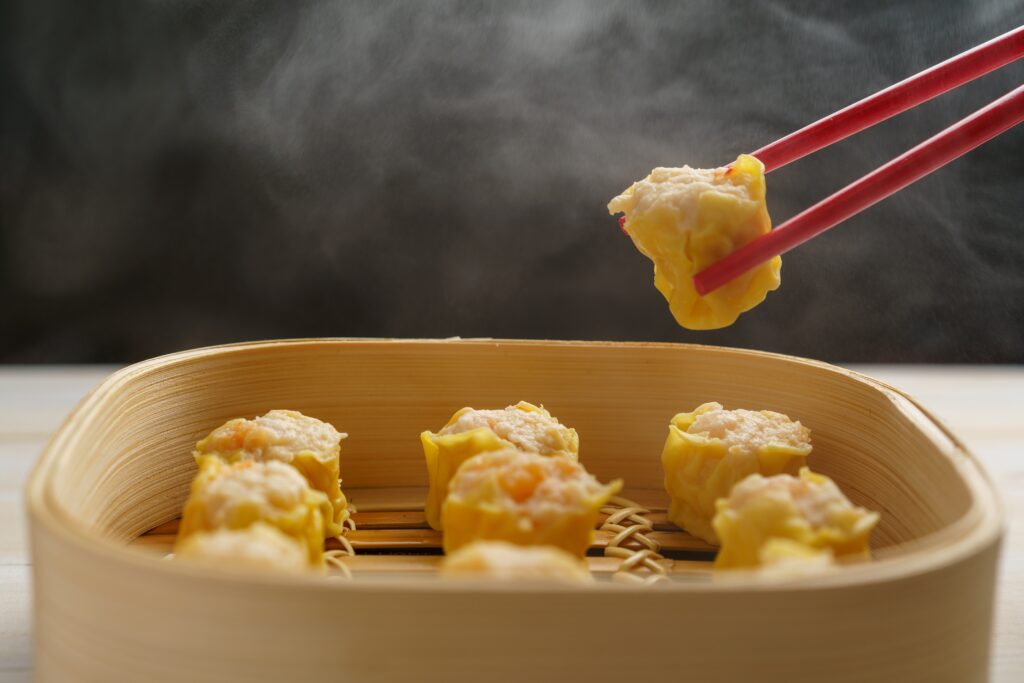 Steamed jackfruit Shumai made on the Dim Sum Workshop at COOK! with the Vegetarian Society
