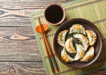 Smoked Tofu and Water Chestnut Gyoza made on the Dim Sum Workshop at COOK! with the Vegetarian Society