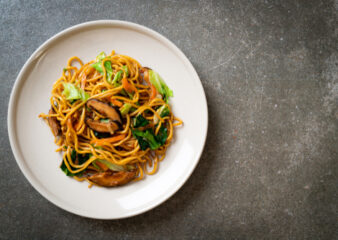 Smoked Tofu and Pak Choi Yakisoba made on the Japanese Street Food class at COOK! with the Vegetarian Society