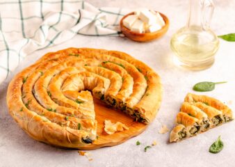 Traditional Leek, Spinach and Feta Spanakopita made on the Greek cookery class at COOK! with the Vegetarian Society