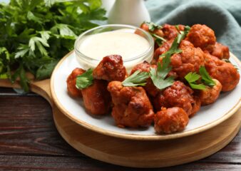 Korean fried cauliflower in gochujang glaze made in Global Street Food Favourites cooking class in Manchester