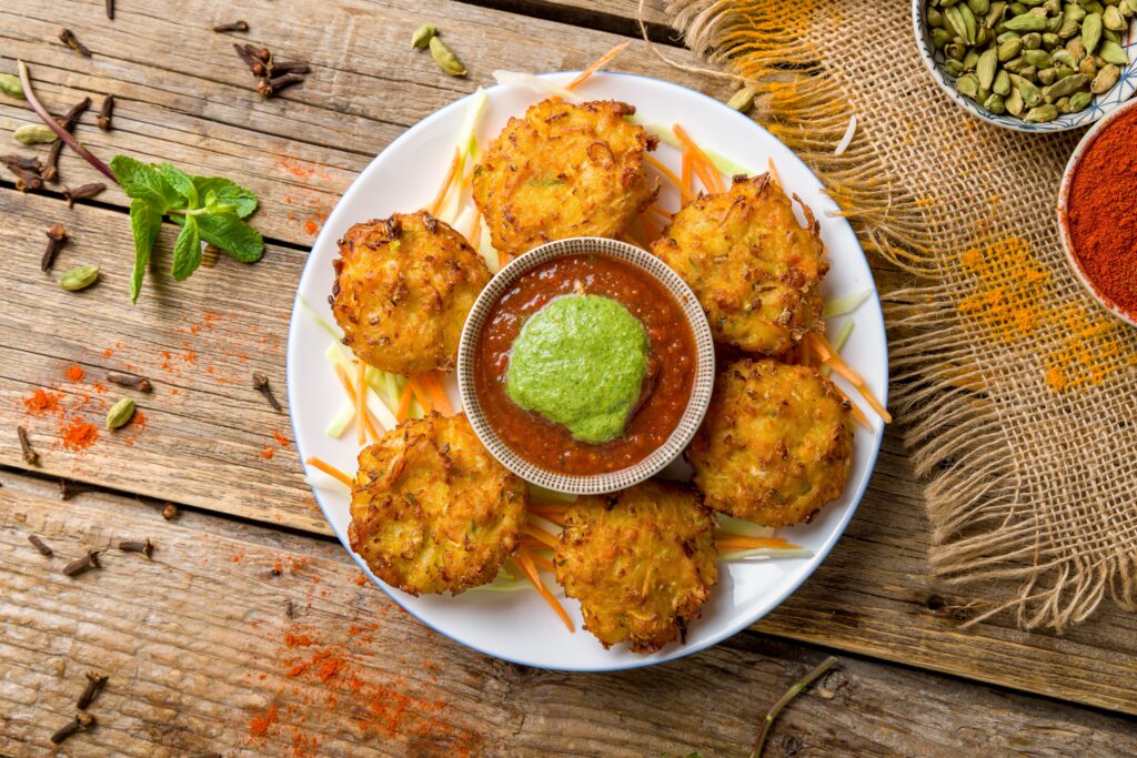 Crispy Vegetable Pakoras as made on the Festival Foods of India cooking class at COOK! in Manchester
