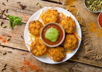 Crispy Vegetable Pakoras as made on the Festival Foods of India cooking class at COOK! in Manchester