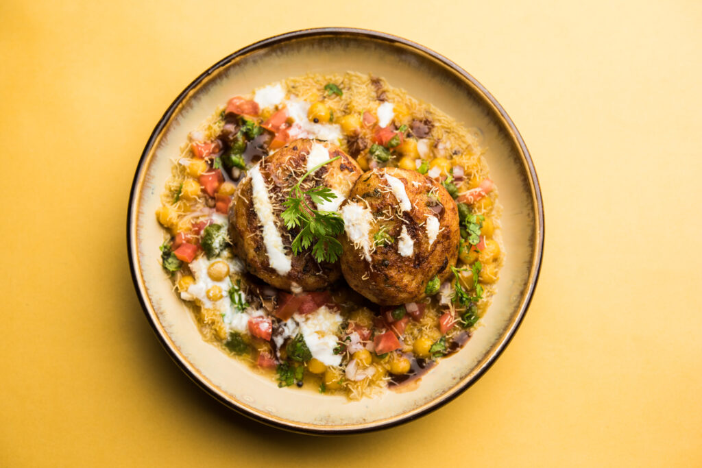 Potato, chickpea and salad dish made on the Indian Feast Night cookery class at COOK! in Manchester