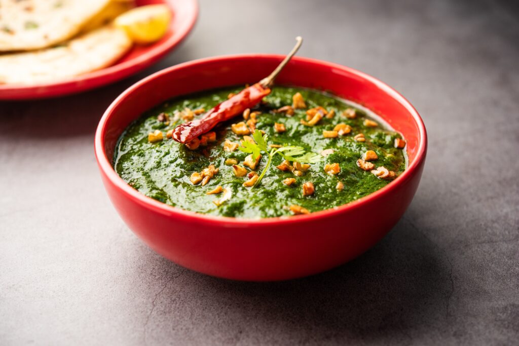 Spinach and vegetable curry, made on the Indian Feast Night class at COOK! with the Vegetarian Society