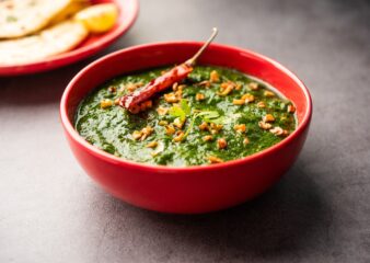 Spinach and vegetable curry, made on the Indian Feast Night class at COOK! with the Vegetarian Society