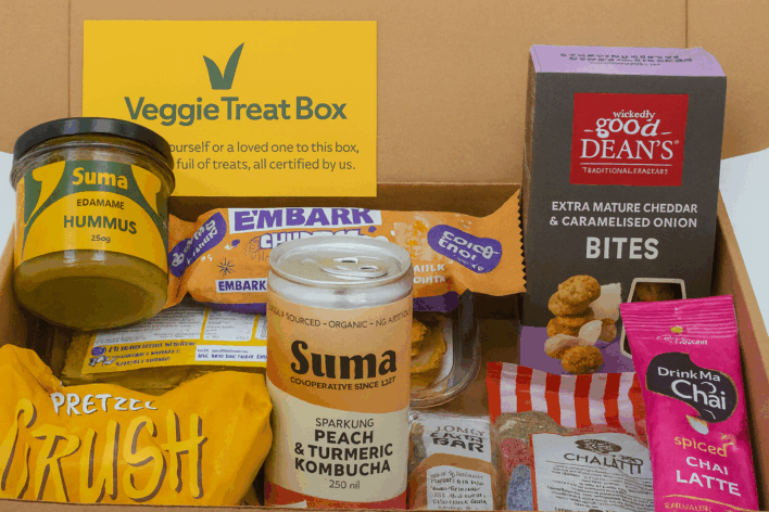 Snapshot of products inside the Veggie Treat Box